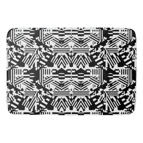 Abstract Reflections Lines Cubes and Monochrome Bath Mat