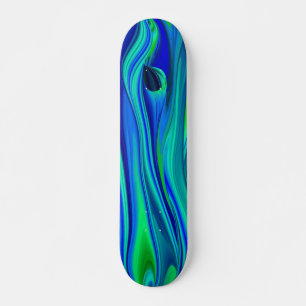 Abstract regenbogen in grün lila blau skateboard deck