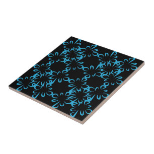 Abstract Repeat Pattern Geometric Eclipse Line Art Ceramic Tile