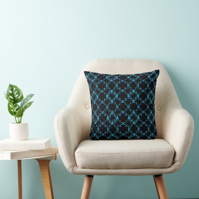 Abstract Repeat Pattern Geometric Eclipse Line Art Throw Pillow (Chair)