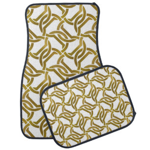 Abstract repeatable background of golden twisted s car floor mat