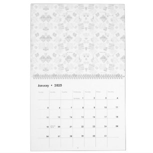 Abstract repeating pattern of stylized shapes in l calendar