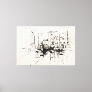 Abstract Restaurant Bar Scene - Canvas Print