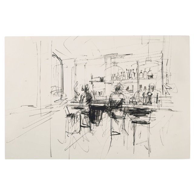 Abstract Restaurant Bar Scene - Metal Print (Front)