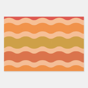 Abstract retro 70s groovy funky waves  wrapping paper sheets