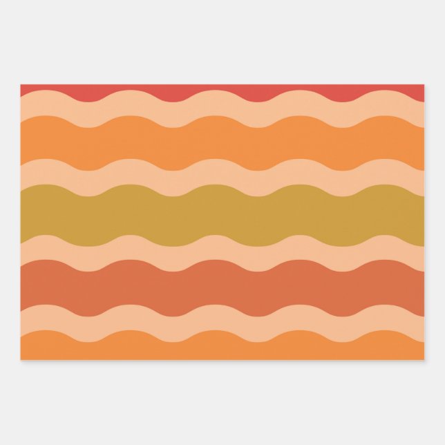 Abstract retro 70s groovy funky waves  wrapping paper sheets (Front)