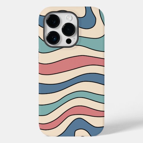 Abstract Retro 70s Marble Blue Red Groovy Pattern Case_Mate iPhone 14 Pro Case