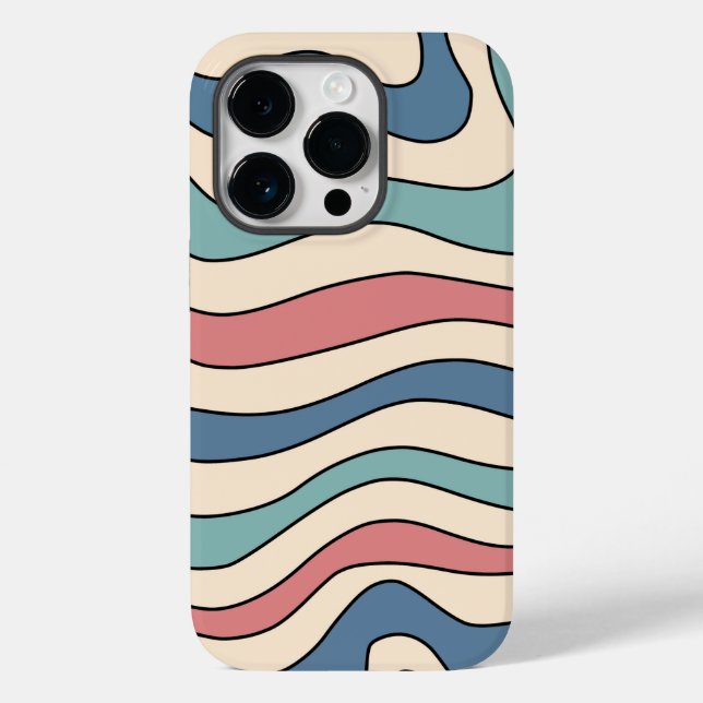 Abstract Retro 70s Marble Blue Red Groovy Pattern Case-Mate iPhone Case (Back)