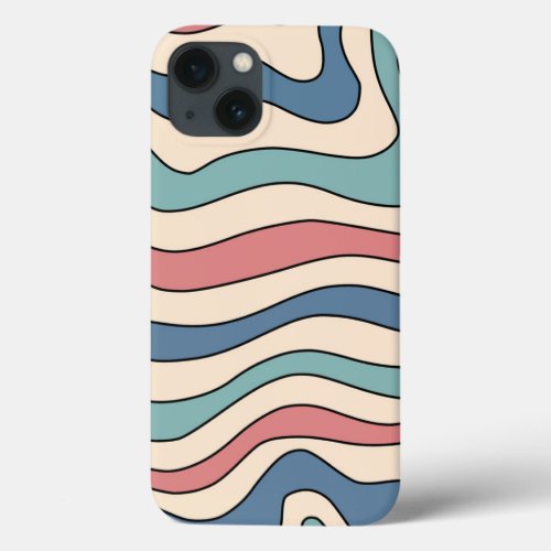 Abstract Retro 70s Marble Blue Red Groovy Pattern iPhone 13 Case