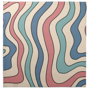 Abstract Retro 70s Marble Blue Red Groovy Pattern Cloth Napkin