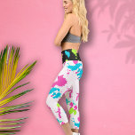 Abstract Retro 80s Neon Paint Splatter Colorful Capri Leggings<br><div class="desc">Show off your love for the 80s with this fun,  colorful retro paint splatter design created from my hand painted abstract art in bright hues of neon green,  pink,  and blue on black and white backgrounds.</div>