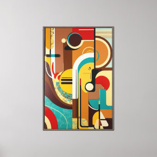 Abstract Retro Art Vibrant Shapes & Patterns Canvas Print