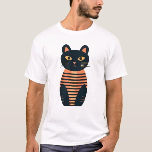 Abstract Retro Black Cat T_Shirt