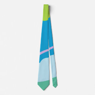  Abstract Retro Blue and Green Textured Stripes Neck Tie