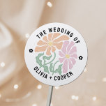 Abstract Retro Boho Chic Colorful Floral Wedding Classic Round Sticker<br><div class="desc">Abstract Retro Boho Chic Colorful Floral Wedding Classic Round Sticker Get ready to groove with this Abstract Retro Boho Chic Colorful Floral Wedding Collection! Featuring far-out 70s-inspired floral patterns and a vibrant, abstract design, this invite is the perfect mix of retro and boho chic. Ideal for a wedding in any...</div>