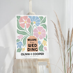 Abstract Retro Boho Chic Colorful Floral Wedding Foam Board