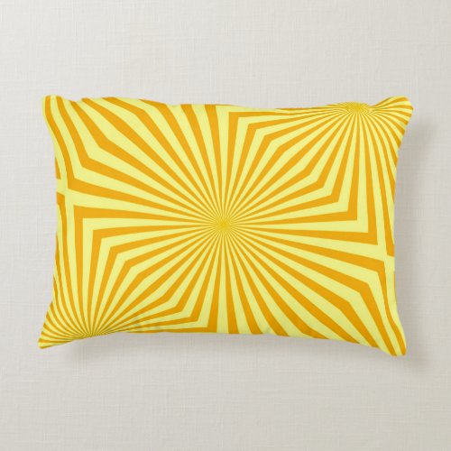 Abstract Retro Bright Yellow Sunbeam Pattern Accent Pillow