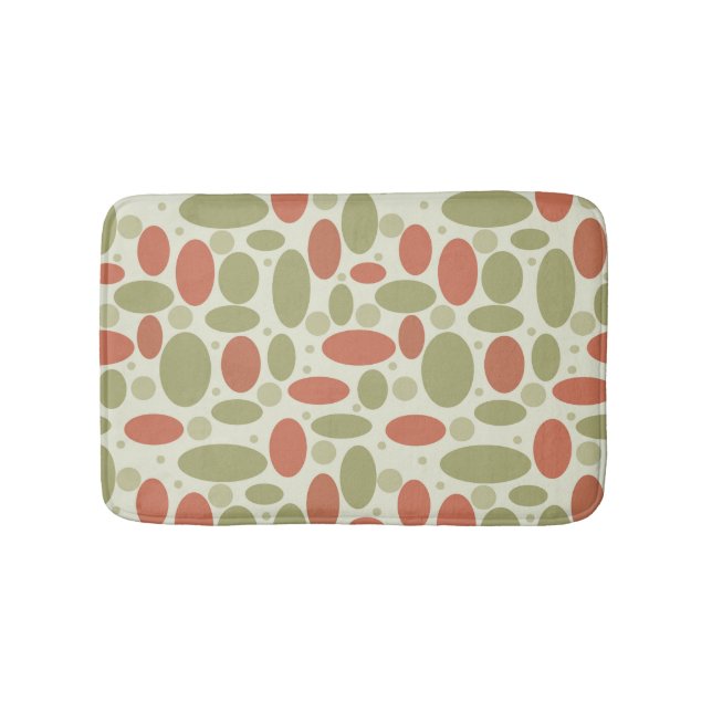 Abstract retro brown beige green sea pebbles stone bath mat (Front)