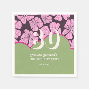Abstract Retro Chamomile Floral Green Birthday Napkins