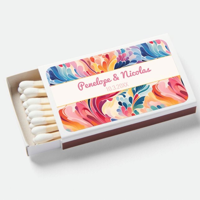 Abstract Retro Chic Floral Matchbox Wedding Favors Matchboxes (Abstract Retro Chic Floral Matchbox Wedding Favors Matchboxes)
