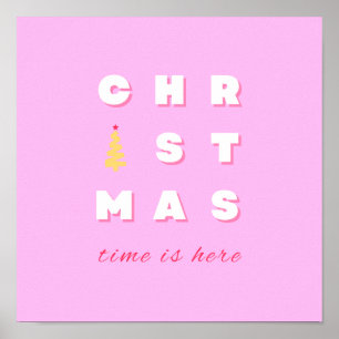 Abstract Retro Christmas Pink Holiday Decor Preppy