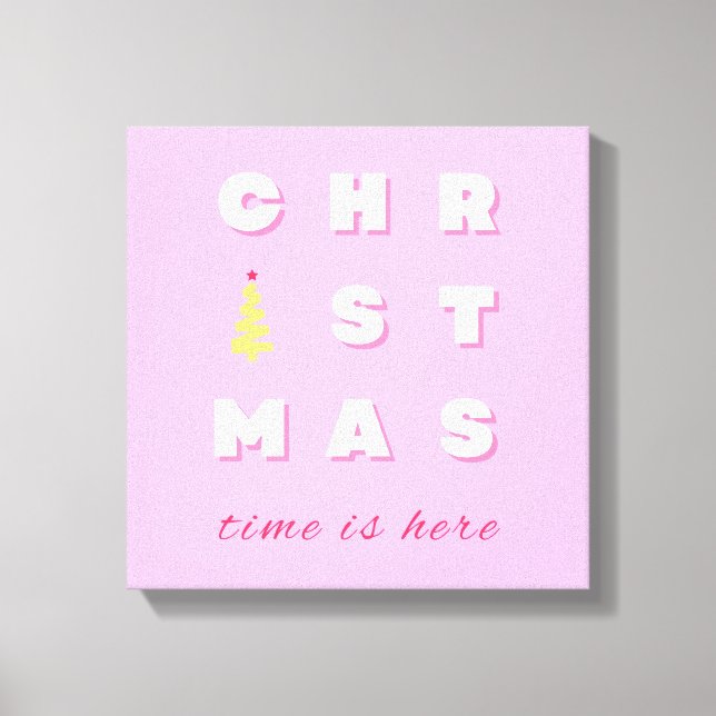 Abstract Retro Christmas Pink Holiday Decor Preppy (Front)