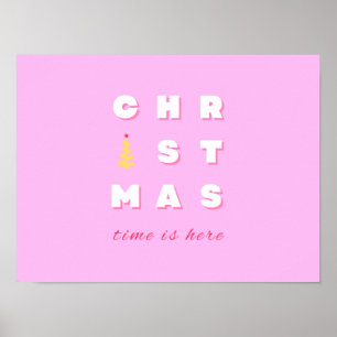 Abstract Retro Christmas Pink Holiday Decor Preppy