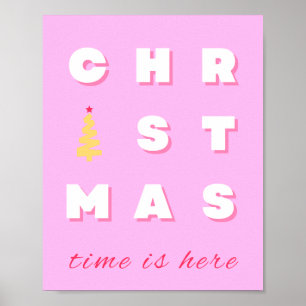 Abstract Retro Christmas Pink Holiday Decor Preppy