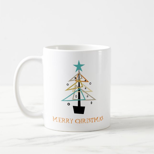 Abstract Retro Christmas Tree Mid Century Holiday Coffee Mug (Left)