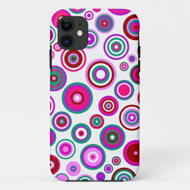 Abstract Retro Circles Pattern | Blue Red Pink Case-Mate iPhone Case (Back)