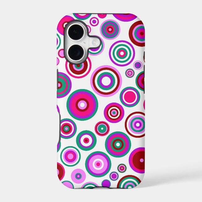 Abstract Retro Circles Pattern | Blue Red Pink Iphone Case (Back)