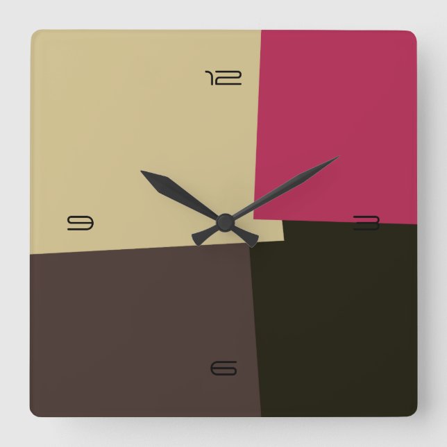 Abstract Retro Color Geometric Pattern #2 Square Wall Clock (Front)