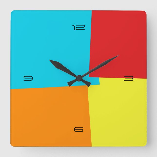 Abstract Retro Color Geometric Pattern #4 Square Wall Clock (Front)