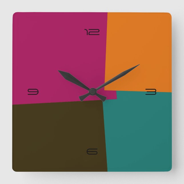 Abstract Retro Color Geometric Pattern #8 Square Wall Clock (Front)