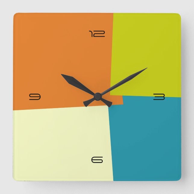 Abstract Retro Color Geometric Pattern Square Wall Clock (Front)