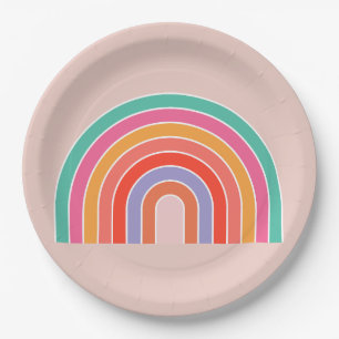 Abstract Retro Colorful Rainbow Paper Plates
