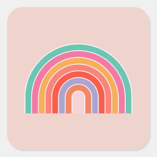 Abstract Retro Colorful Rainbow Square Sticker
