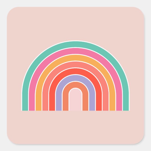 Abstract Retro Colorful Rainbow Square Sticker (Front)
