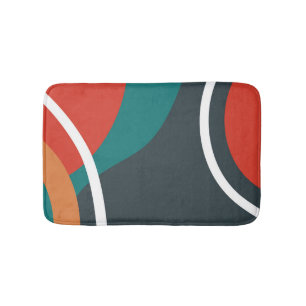 Abstract retro colors line art bath mat