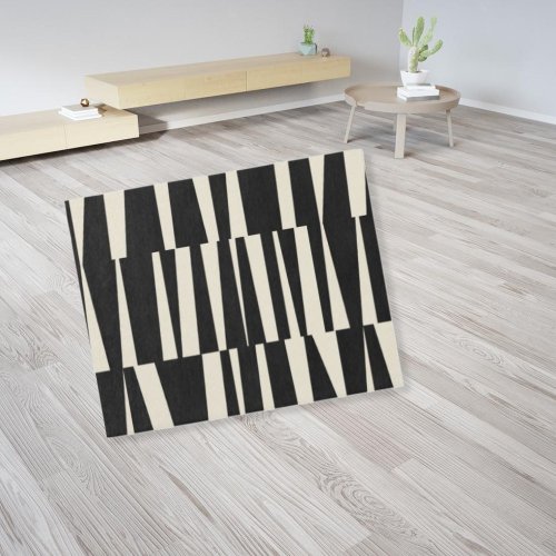 Abstract Retro Contemporary Beige Black Bauhaus  Rug