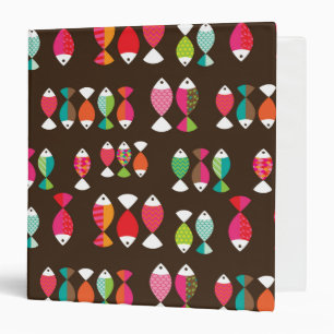 Abstract retro fish underwater pattern 2 3 ring binder