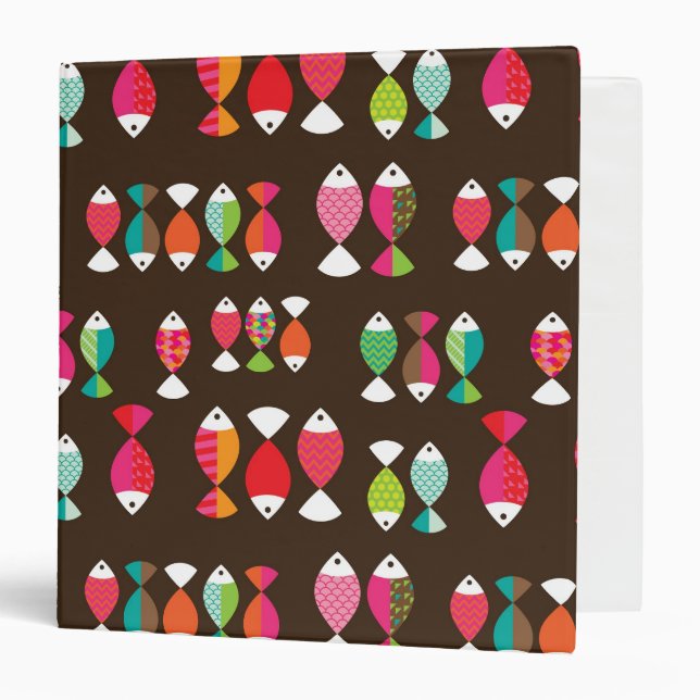 Abstract retro fish underwater pattern 2 3 ring binder (Front/Inside)