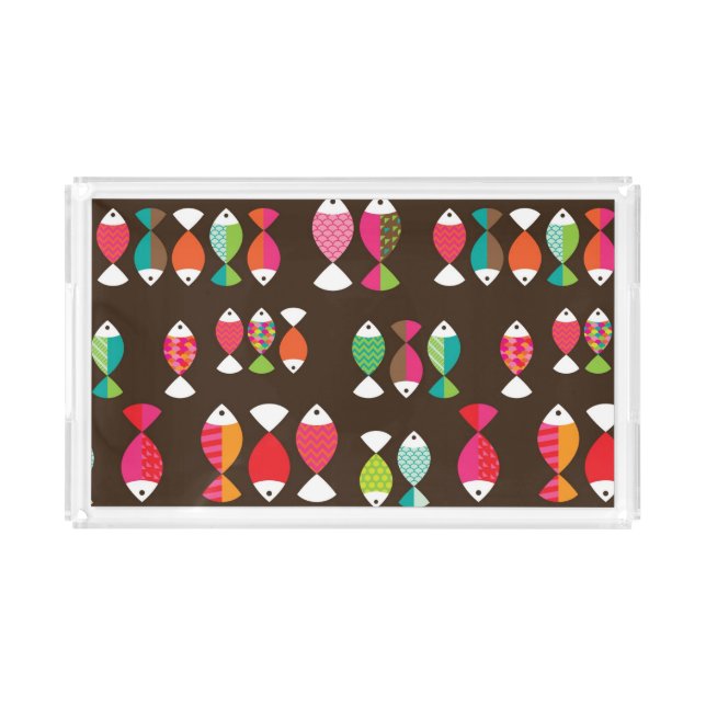 Abstract retro fish underwater pattern 2 acrylic tray (Front)