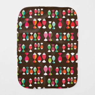 Abstract retro fish underwater pattern 2 baby burp cloth