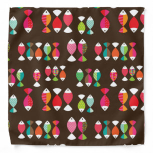 Abstract retro fish underwater pattern 2 bandana