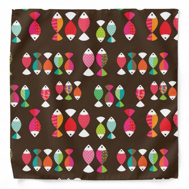 Abstract retro fish underwater pattern 2 bandana (Front)