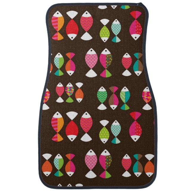 Abstract retro fish underwater pattern 2 car floor mat (Front)