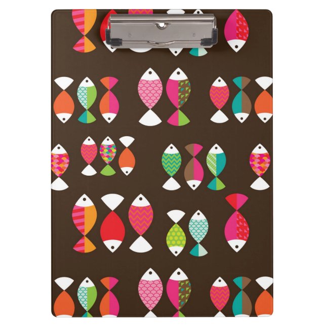 Abstract retro fish underwater pattern 2 clipboard (Front)