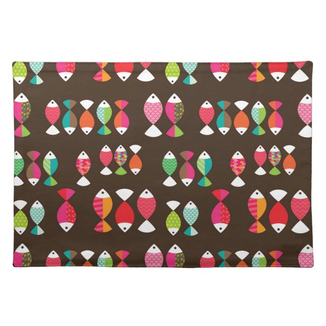 Abstract retro fish underwater pattern 2 cloth placemat (Front)