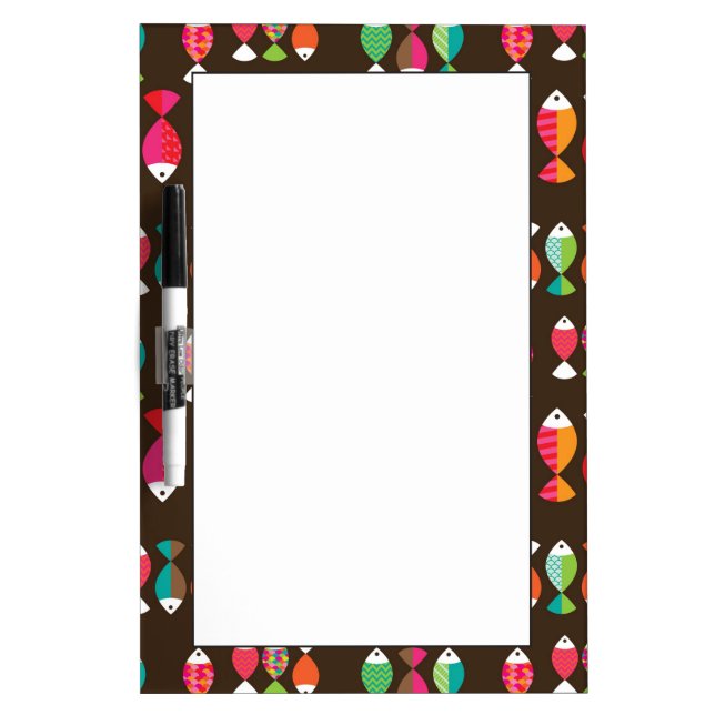 Abstract retro fish underwater pattern 2 Dry-Erase board (Front)